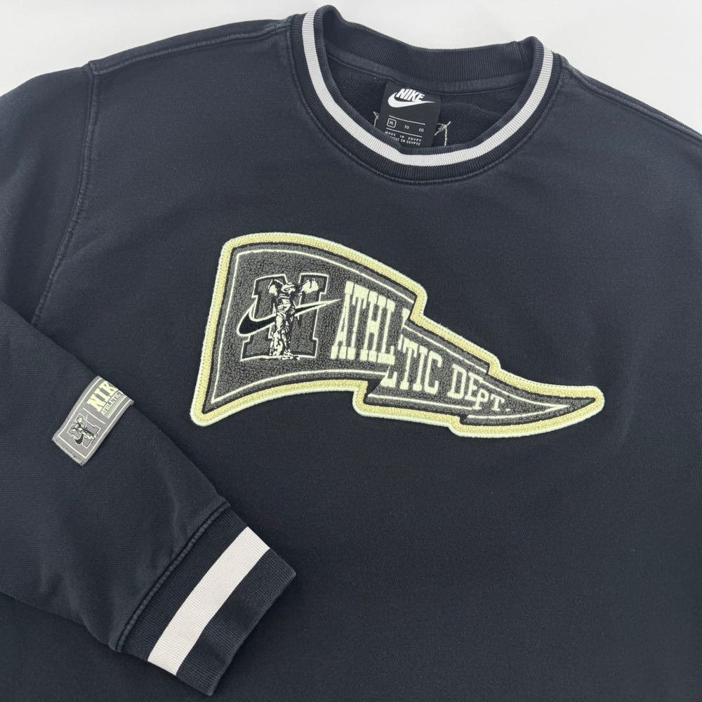 Nike Athletic Dept Crewneck Sweatshirt‎ Black Size XL Retro Preppy Collegiate